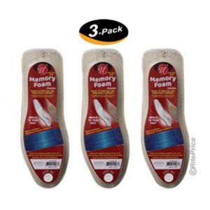 Memory Foam Shoes Insoles Arch Support Comfort Plain Relief Insert Pad (3 Pack)